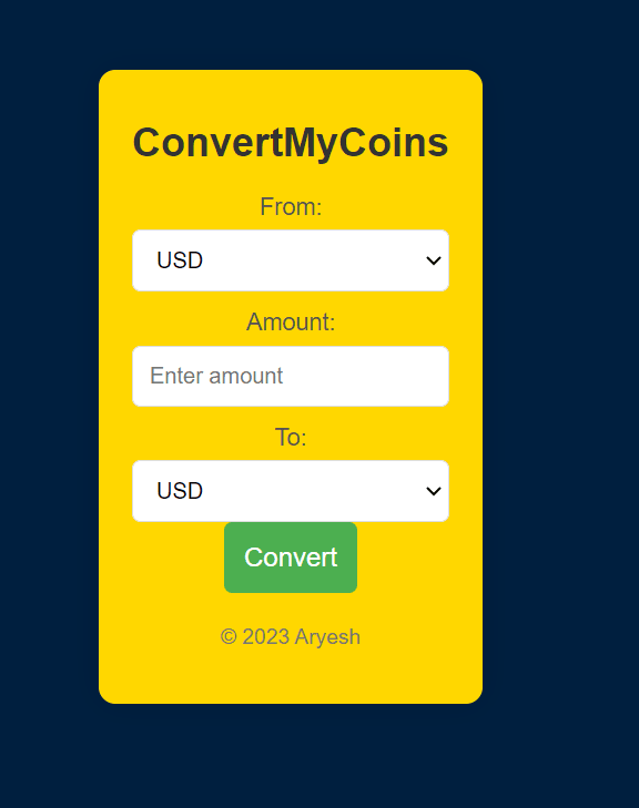 Screenshot of Currency Converter